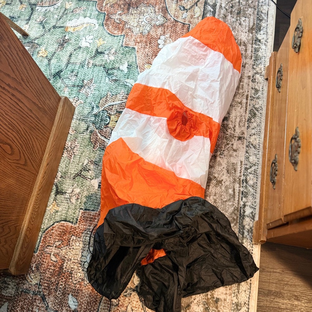 Kids Inflatable Traffic Cone Costume Orange White Blow Up Halloween Suit - Picture 4 of 4